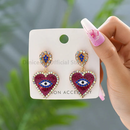 Fashion Sweet Heart  Earrings For Women Luxury Colorful Eye Jewelry