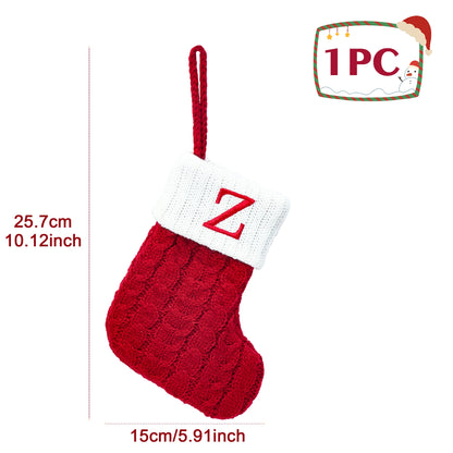 Christmas Socks Knitting Snowflake Letter Stocking Christmas Decoration 2025 For Home