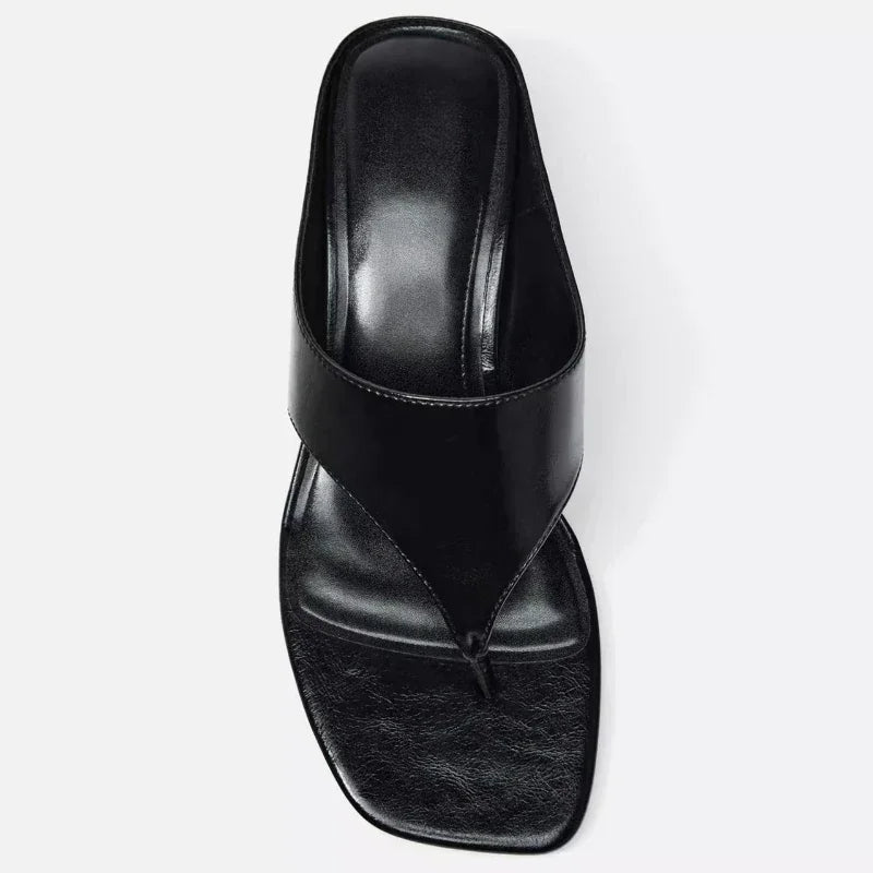 Fashion Brand High Heels Slippers Women Square Toe