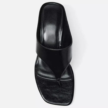 Fashion Brand High Heels Slippers Women Square Toe