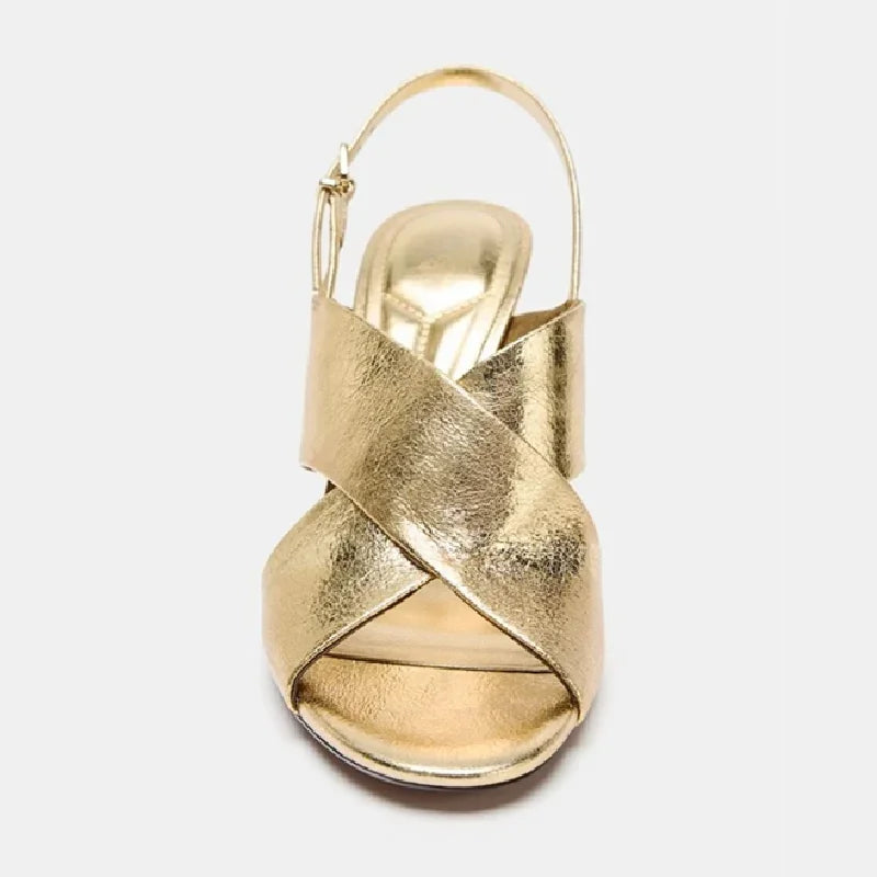 Luxury Designer Women Heels Sandals Gold Sexy Peep Toe Thin Heeled Party Shoes