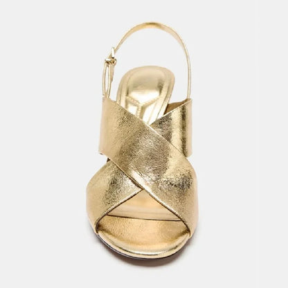 Luxury Designer Women Heels Sandals Gold Sexy Peep Toe Thin Heeled Party Shoes