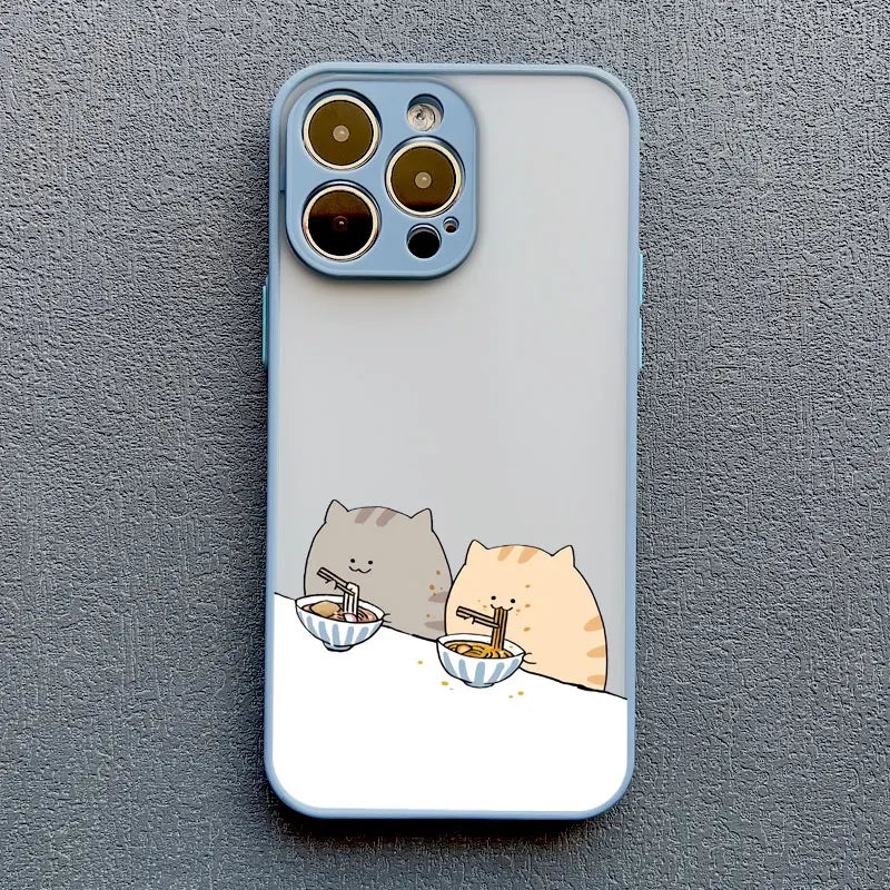 Stacked Cat Phone Case for iPhone 16 15 14 13 12 11 Pro Max 13 12 Mini X XR XS 7 8 Plus Matte Cover Girls Cute Gifts Phone Shell