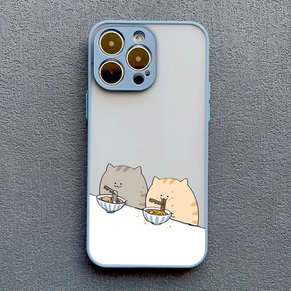 Stacked Cat Phone Case for iPhone 16 15 14 13 12 11 Pro Max 13 12 Mini X XR XS 7 8 Plus Matte Cover Girls Cute Gifts Phone Shell