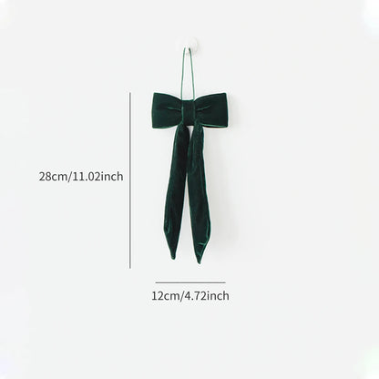 Christmas long velvet bow ornament for Christmas decoration Elegant bow design for tree and home decoration