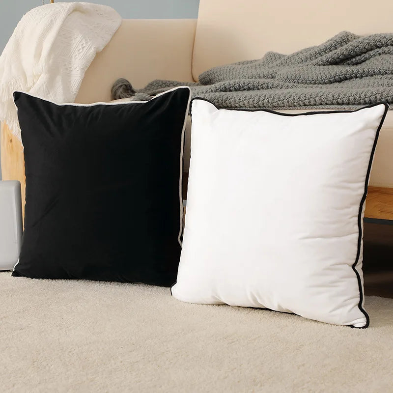 High Quality Black and White Velvet Pillowcase Simple 60x60