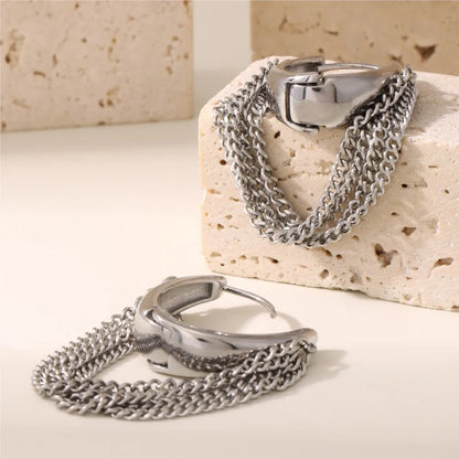 New Silver U-shaped Earrings Women's Stainless Steel Gold-plated Personalized Earrings