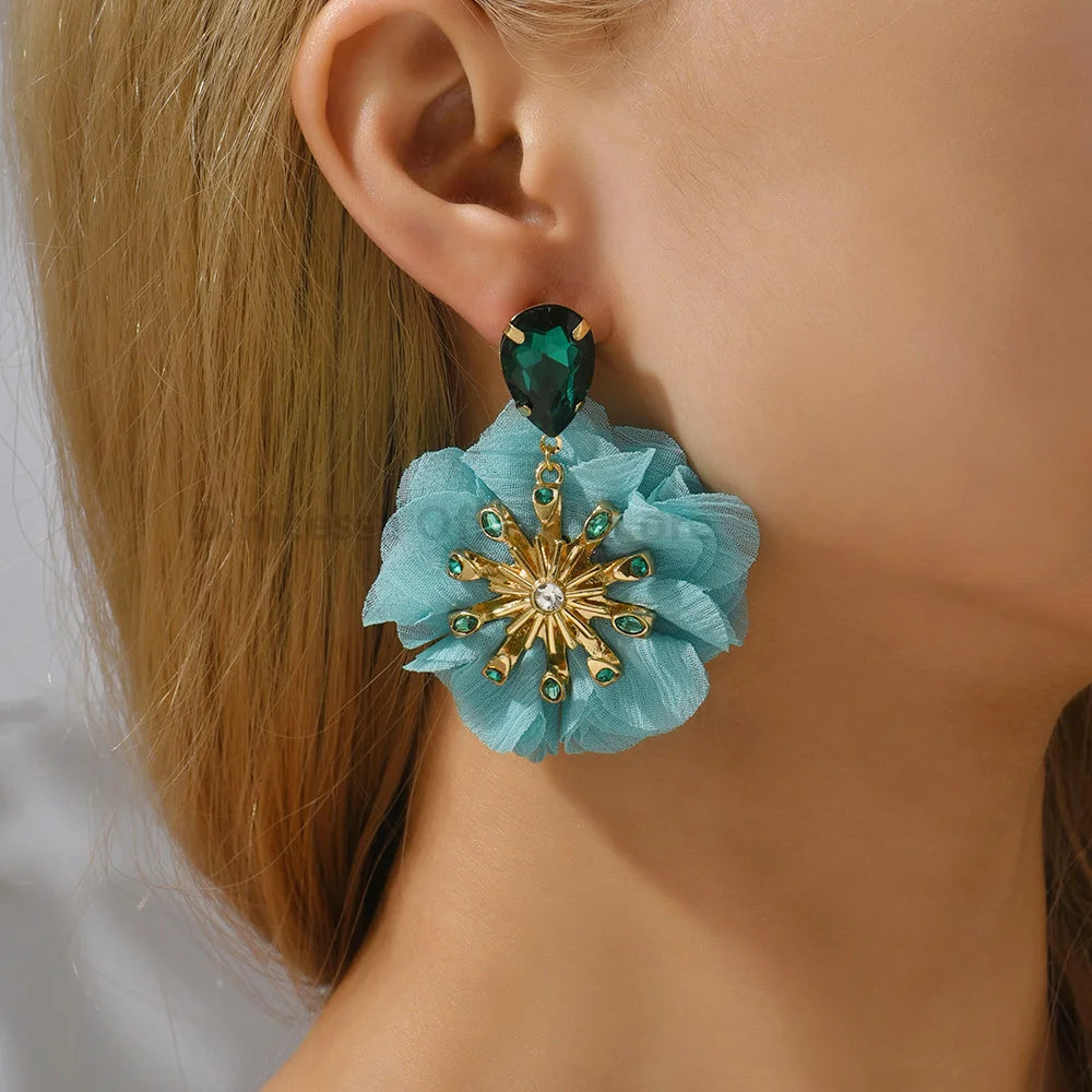 Style Handmade Cotton Lace Flower Earrings For Women Elegant Luxury Jewelry