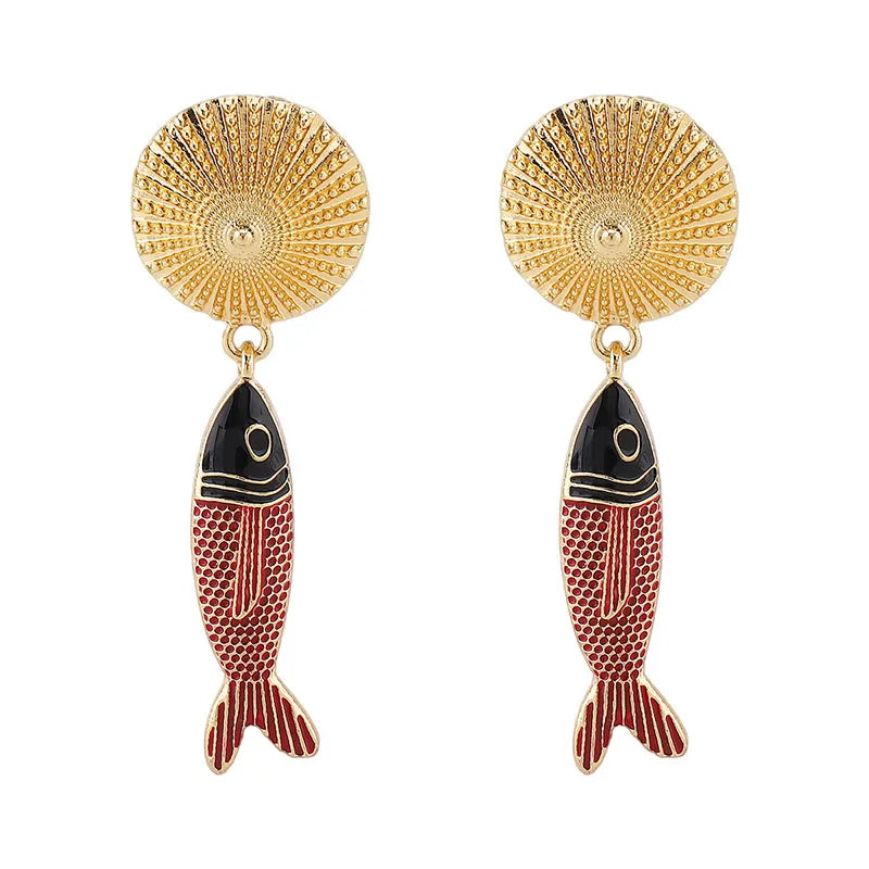 Fish Pendant Earrings  Luxury Style