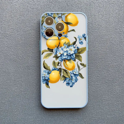 Retro Fruit Lemon Phone Case For iPhone 16 15 14 Pro Max Plus 13 12 11 Pro Max Mini X XS XR 7 8 Plus SE2