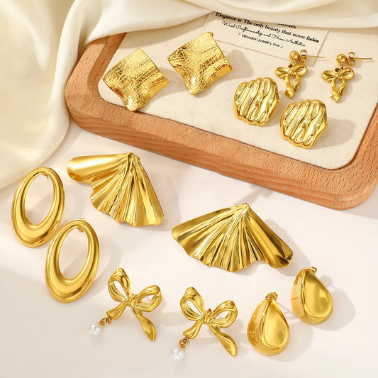 Earrings Women's Bow Geometric Earrings Various Elegant Ladies Fashion Jewelry Gift Wholesale