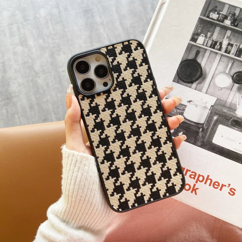 Luxury Diverse Fabric Phone Case, Plaid, Leopard Print, Light, Advanced Fashion, iPhone 16 ,15, 14 Plus, 13, 12, 11 Pro Max