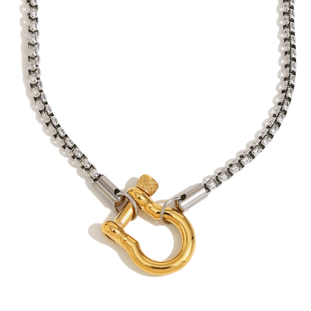 Mixed Color Square Pearl Chain Lock Pendant Necklace For Women Girls DIY Neck Jewlery Accessories