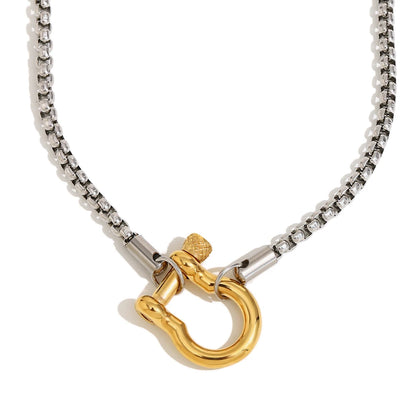 Mixed Color Square Pearl Chain Lock Pendant Necklace For Women Girls DIY Neck Jewlery Accessories
