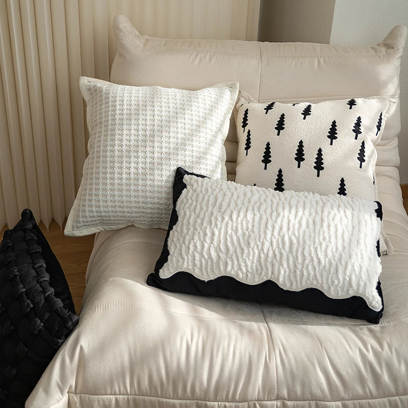 Modern Black and White Cushion Cover Light Luxury