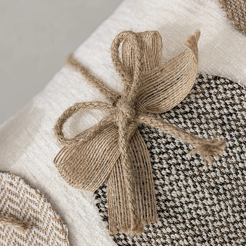 30x50/45X45CM Christmas Tassels Throw Pillow Cover Plaid Waist Cushion Cover