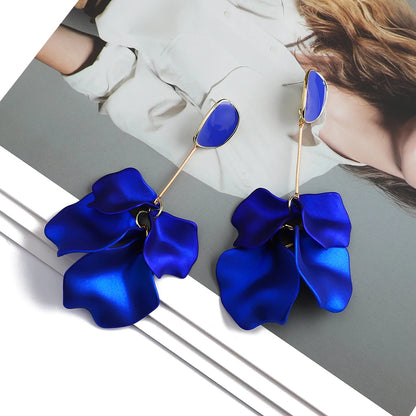 Romantic Sweet Acrylic Petal Long Dangle Drop Earrings For Women Girl Trend Luxury Fairy Grunge Pendant Jewelry Accessories