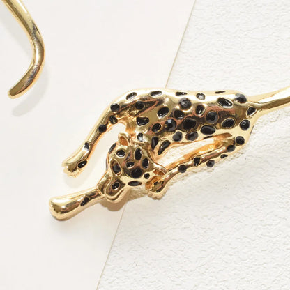 Exaggerated Rhinestone Leopard With Metal Alloy Chunky Choker Necklace For Women