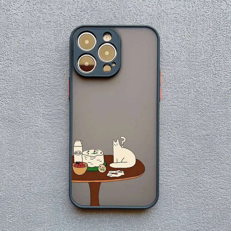 Stacked Cat Phone Case for iPhone 16 15 14 13 12 11 Pro Max 13 12 Mini X XR XS 7 8 Plus Matte Cover Girls Cute Gifts Phone Shell