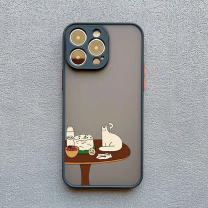 Stacked Cat Phone Case for iPhone 16 15 14 13 12 11 Pro Max 13 12 Mini X XR XS 7 8 Plus Matte Cover Girls Cute Gifts Phone Shell