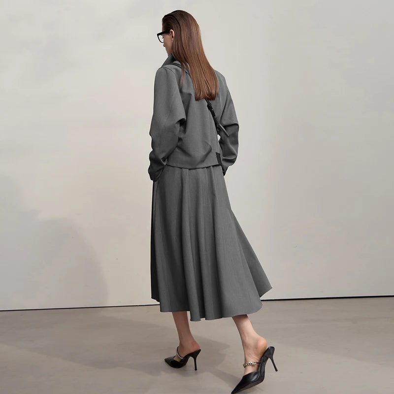 Women's Skirt New Minimalist Solid Color Elegance A-Line Midi Skirt Loose Versatile