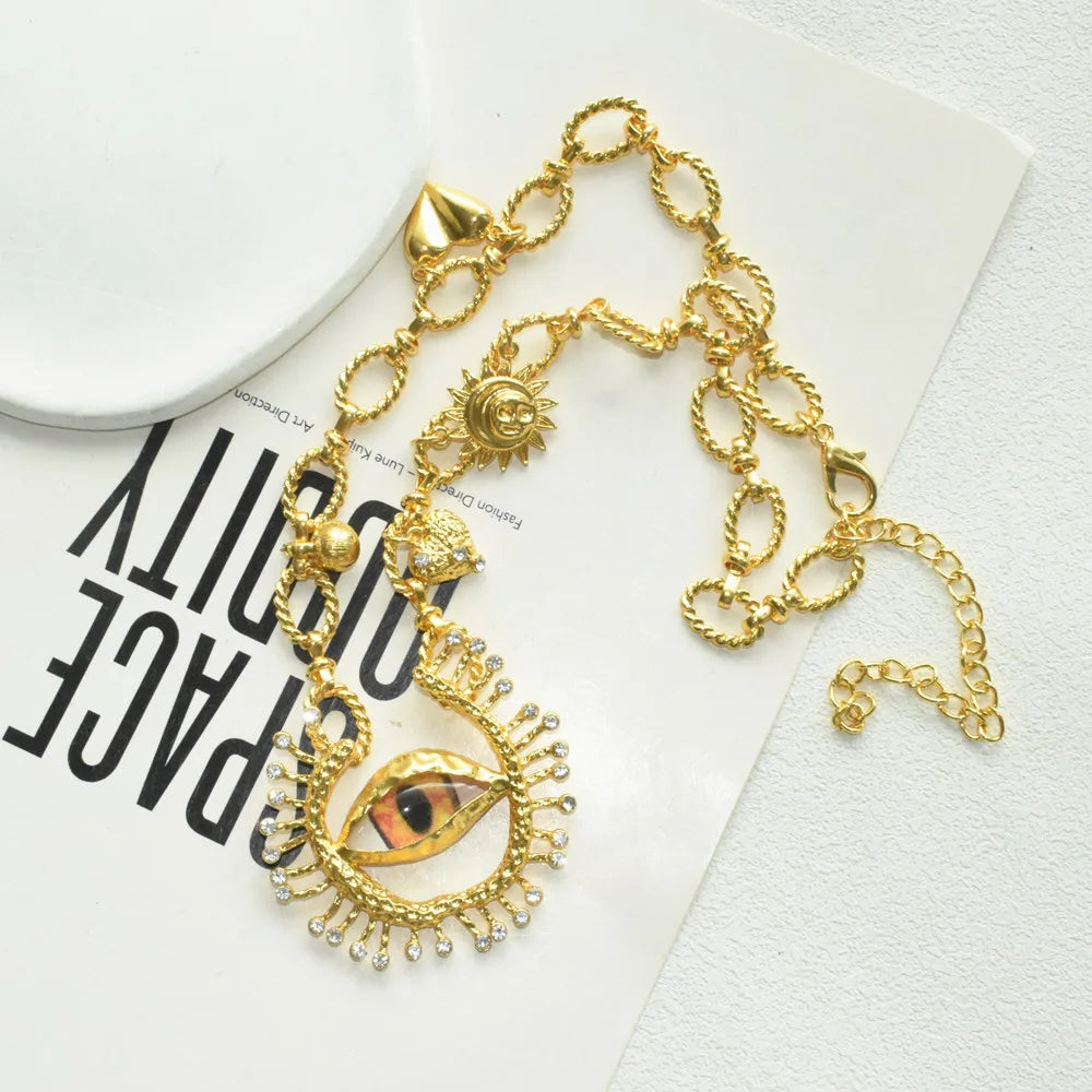 1PC New Fashion Women's Metal Alloy Chain With Eyes Pendant Necklace