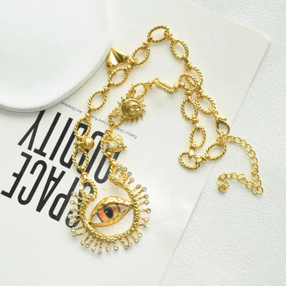1PC New Fashion Women's Metal Alloy Chain With Eyes Pendant Necklace