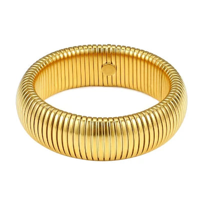 Waterproof Stainless Steel Texture Bracelet Retro Elasticity Thick Metal