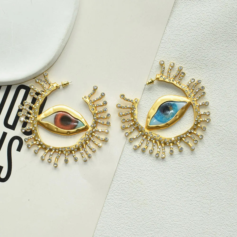 Baroque Style Vintage Resin Big Eyes Dangle Earrings For Women
