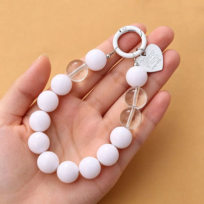 Women's Beaded Wristlet Keychain Bracelet Minimalist Acrylic Beads Phone Case Earphone Cover Strap Hands-Free Cell Phone Charm