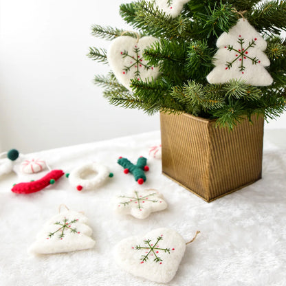 Christmas Mini Cute Wool Felt Heart Snowflake Pendant Christmas