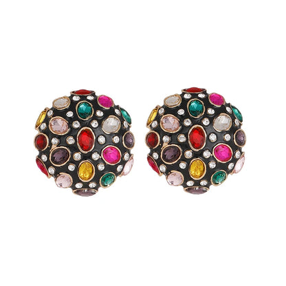 Heavy Elegant Metal Half Ball Earrings For Women Multi Colors