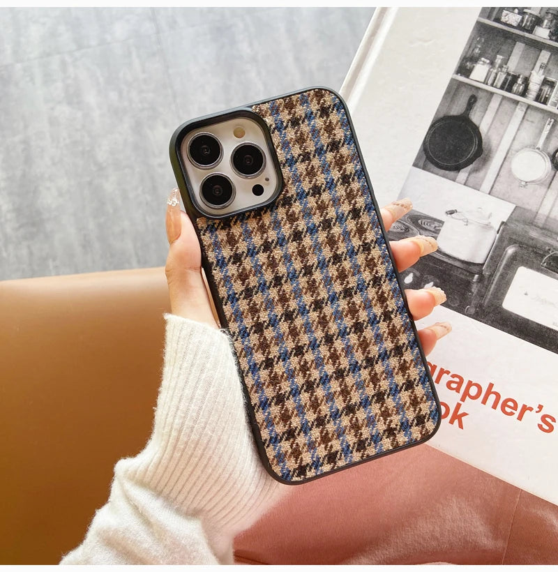 Luxury Diverse Fabric Phone Case, Plaid, Leopard Print, Light, Advanced Fashion, iPhone 16 ,15, 14 Plus, 13, 12, 11 Pro Max