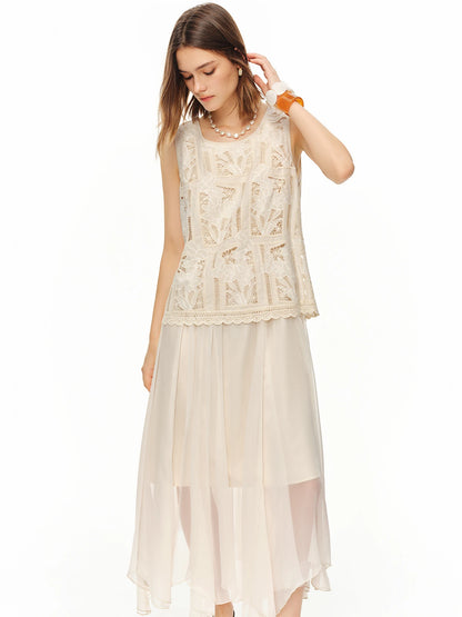 Summer Women's Heavy Embroidered Lace Vacation Dress