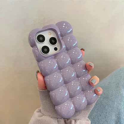 Cute Stylish Bread Chocolate Block 3D Phone Case For iPhone 14 13 12 15 16 Pro Max 11 Glossy Protective Cover