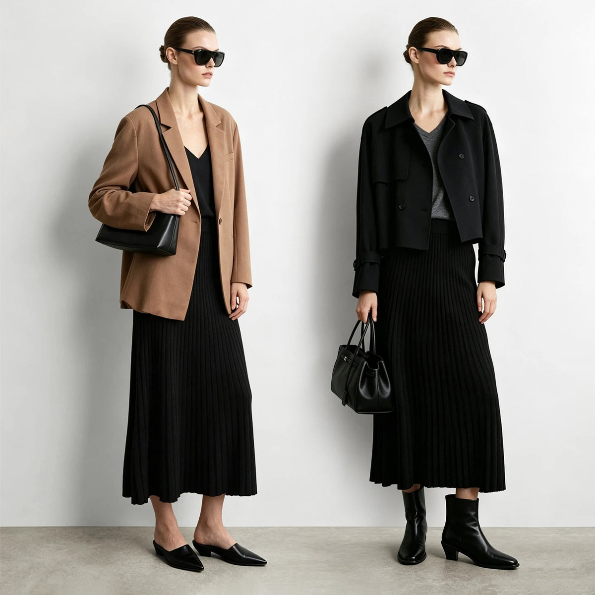 Skirts High Waist A-Line Elastic Slim Swing Ribbed Knit Midi Skirt