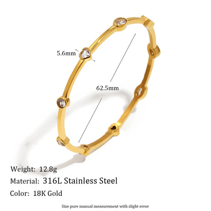 Colorful CZ Bracelet 18K Gold Stainless Steel Waterproof Bracelet Hypoallergenic Bohemian Bangle Women Jewelry