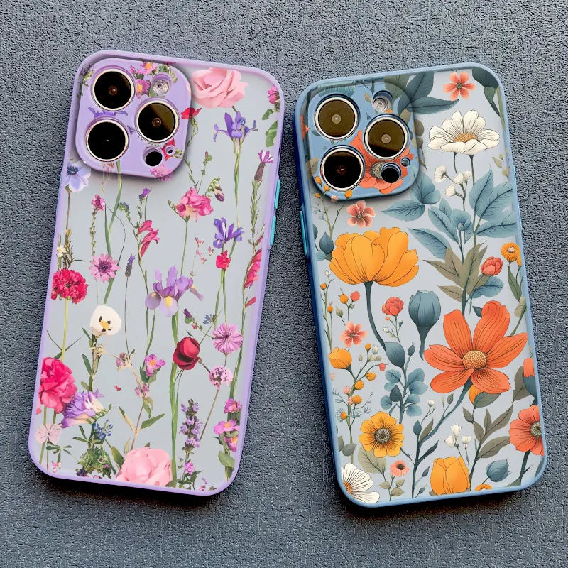 Elegant Pink Purple Flower Phone Case For iPhone 16 17 15 14 13 12 11 Pro Max Covers Mini  7 8 Plus XS X XR