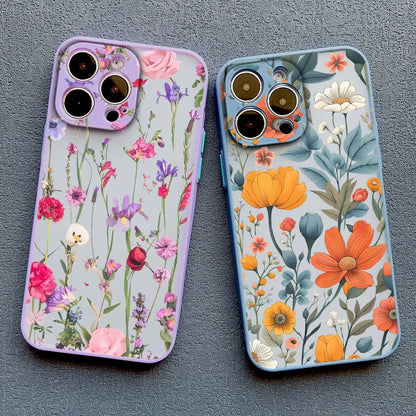 Elegant Pink Purple Flower Phone Case For iPhone 16 17 15 14 13 12 11 Pro Max Covers Mini  7 8 Plus XS X XR
