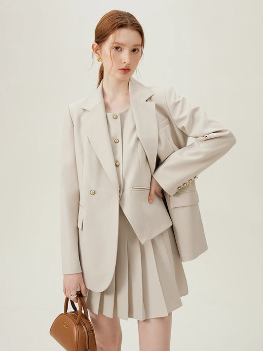 Women Blazer Temperament Suit Jacket for Office Lady Sets Formal Female Blazer Vest Skirt