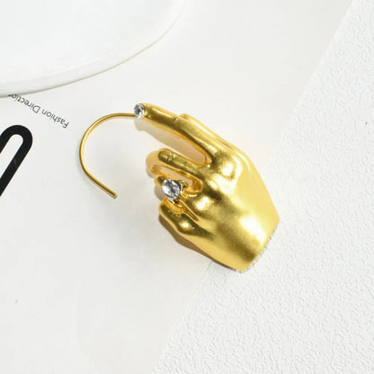 1PC Novelty Design Metal Hand Left Earcuff Dangle Earrings For Women
