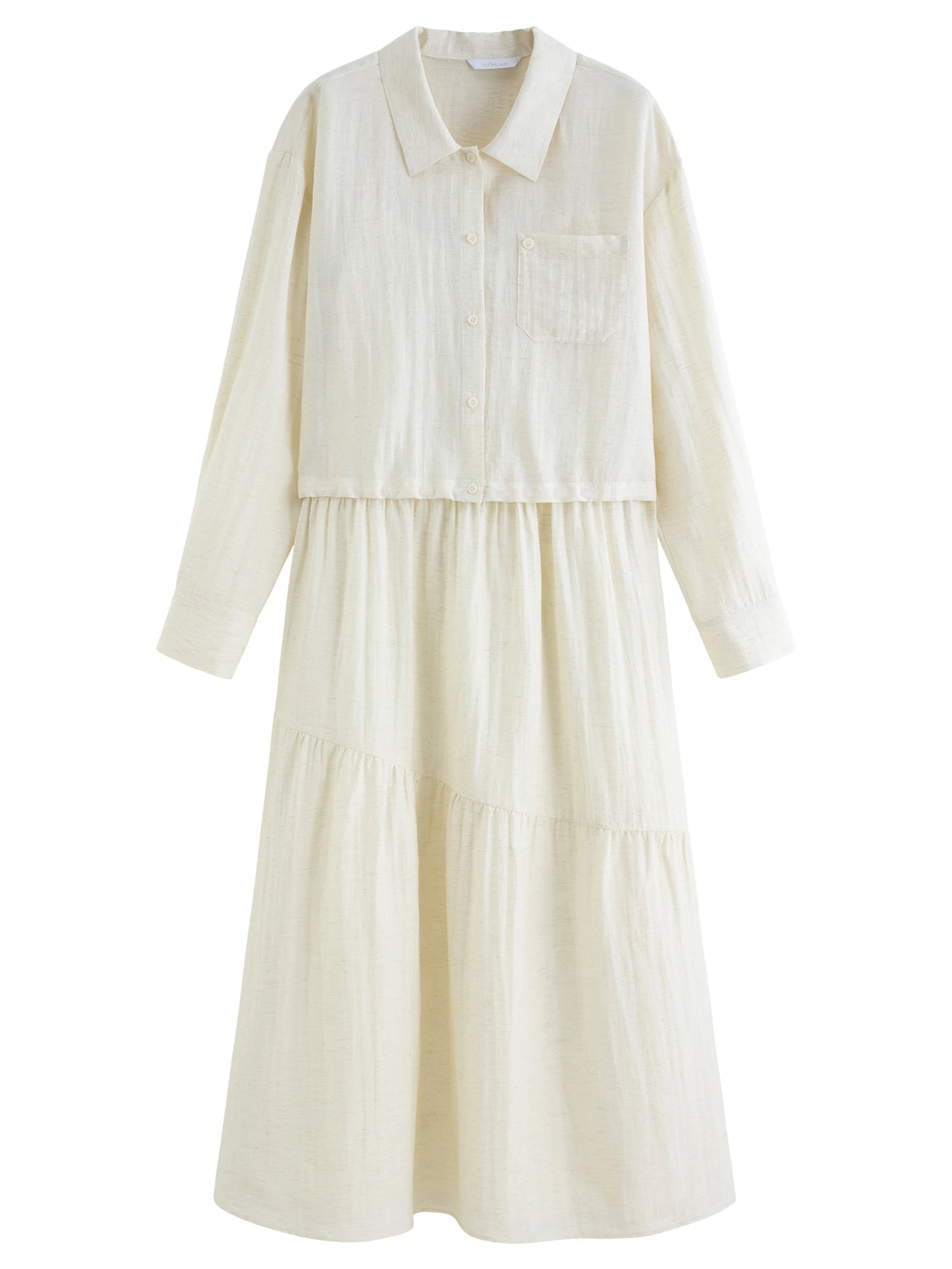 Women's Linen Shirt and Slip Dress Two-Piece Set - Casual Vacation Style Outfit for Daily and Resort Wear