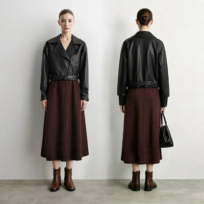 Women's A-Line Midi Skirt Cotton Loose Fit Elegant Commuter Slimming Minimalist Skirts