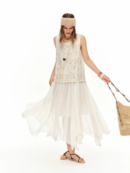 Summer Women's Heavy Embroidered Lace Vacation Dress