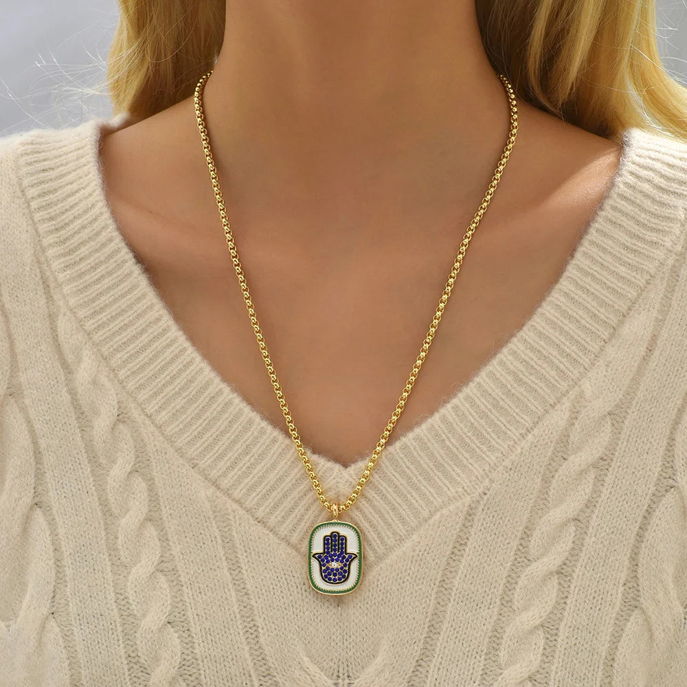 Zodiac Signs Necklace for Women Double Sided Pendant Collar Gold Color Stainless