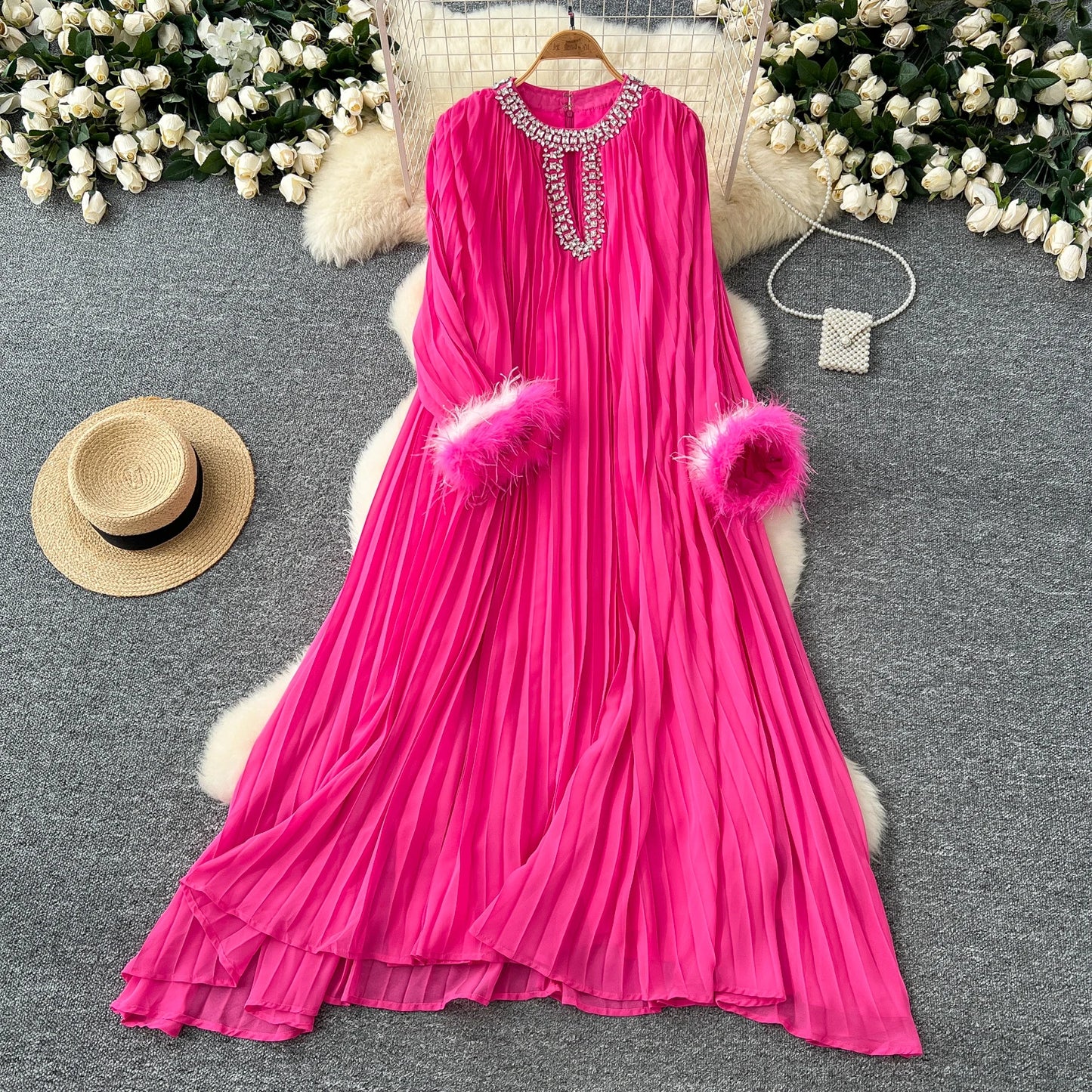 Elegant Loose Dress Women Long Sleeve Casual Dress