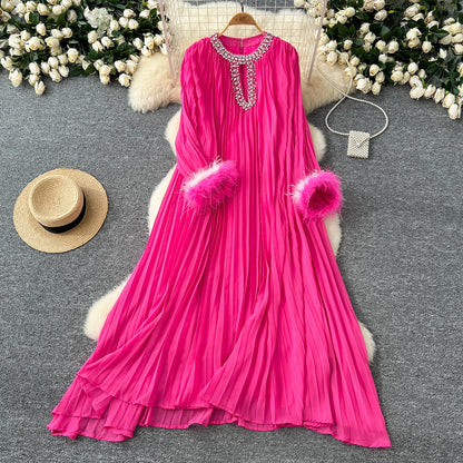 Elegant Loose Dress Women Long Sleeve Casual Dress