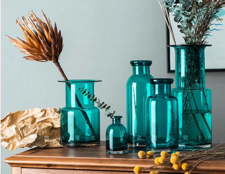 Elegant Blue Vase for Home Transparent