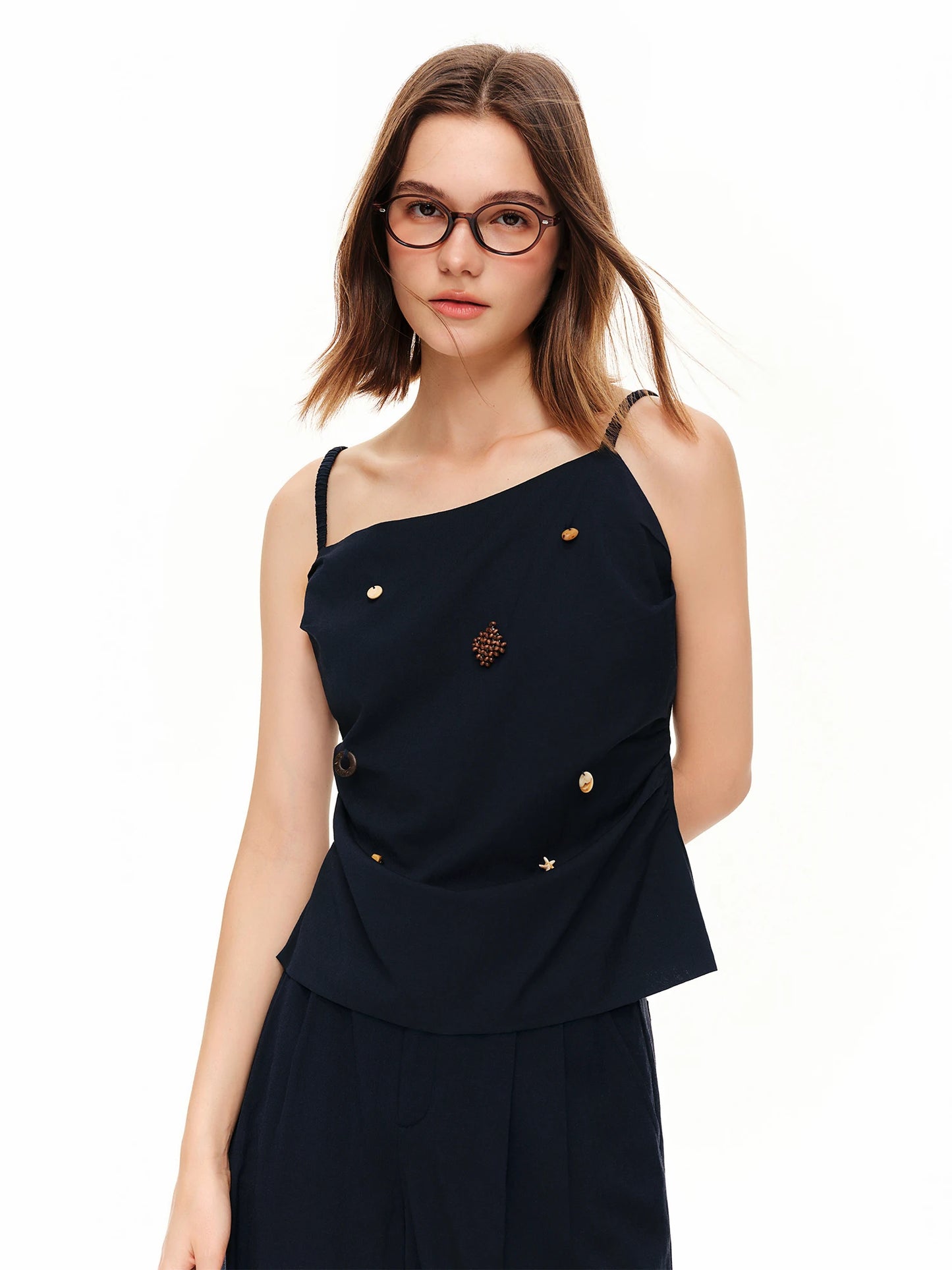 Women Coastal Wander Leisure Fashion Outfit,New French Holiday Camisole & High Waist Wide Leg Pants Set