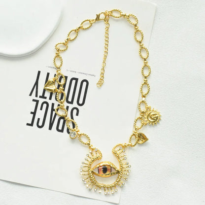 1PC New Fashion Women's Metal Alloy Chain With Eyes Pendant Necklace